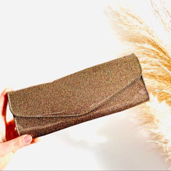 NORDSTROM Gold Multi Glitter Sparklet Clutch Magnet Purse Wallet Envelope - Picture 2 of 7
